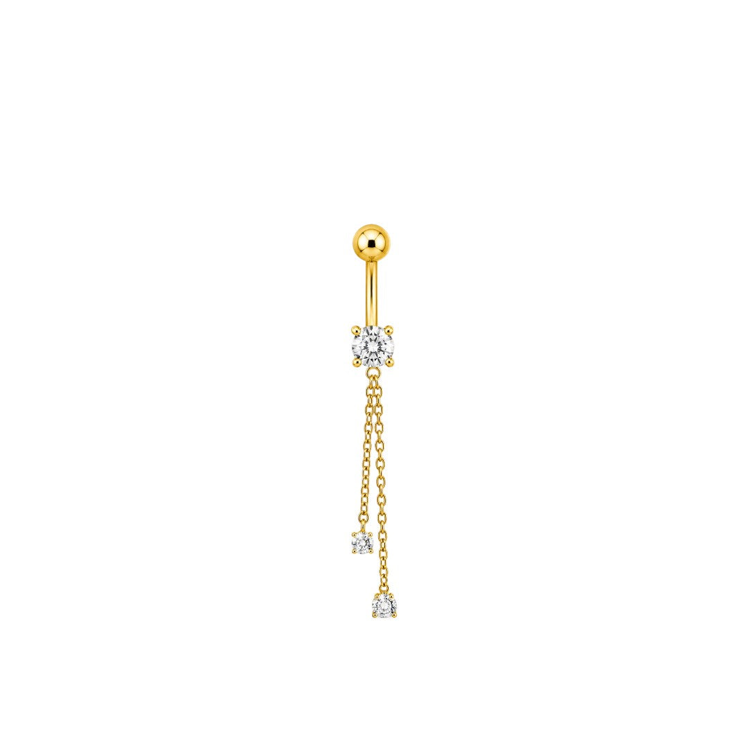 Implant Grade ASTM F136 Titanium Belly Two Chains Dangle With Stones