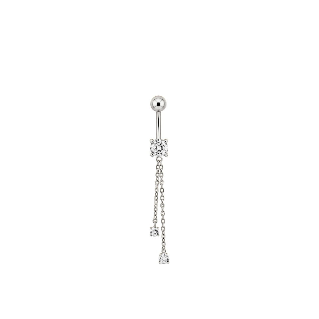 Implant Grade ASTM F136 Titanium Belly Two Chains Dangle With Stones