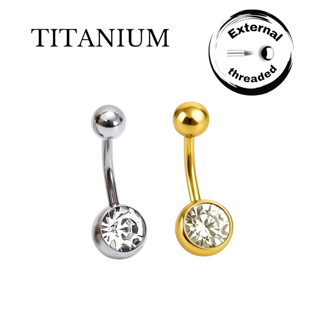 Implant Grade ASTM F136 Titanium Stone Belly Button Externally Treaded