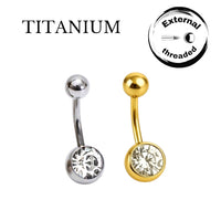 Implant Grade ASTM F136 Titanium Stone Belly Button Externally Treaded