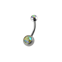 Implant Grade ASTM F136 Titanium Double Stoned Belly Button Externally Treaded