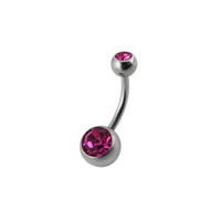 Implant Grade ASTM F136 Titanium Double Stoned Belly Button Externally Treaded