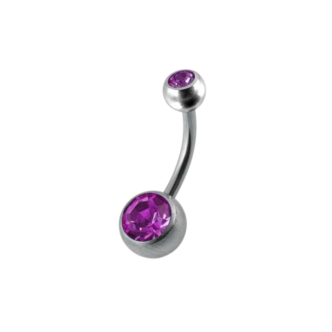 Implant Grade ASTM F136 Titanium Double Stoned Belly Button Externally Treaded