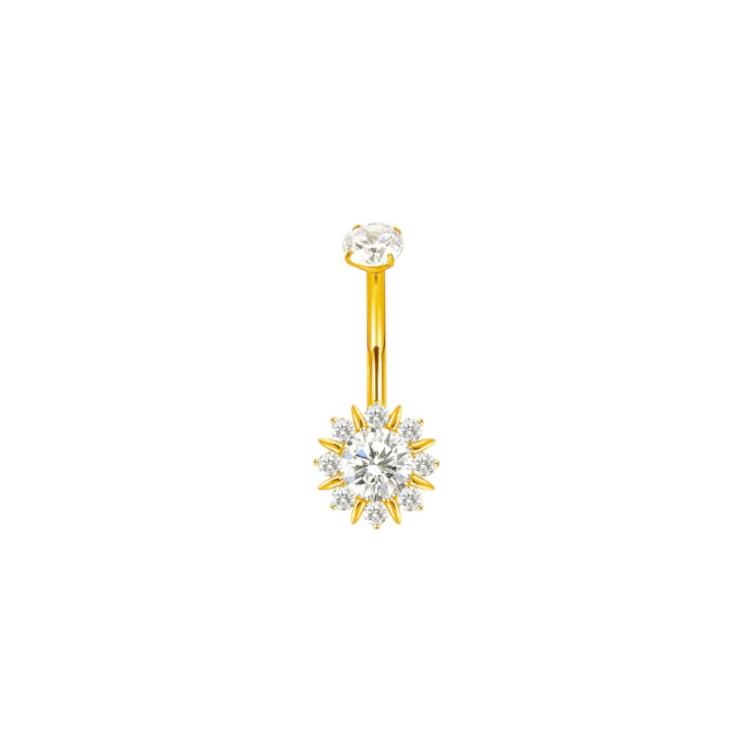 Implant Grade ASTM F136 Titanium Flower Sun Belly Button Internaly Treaded