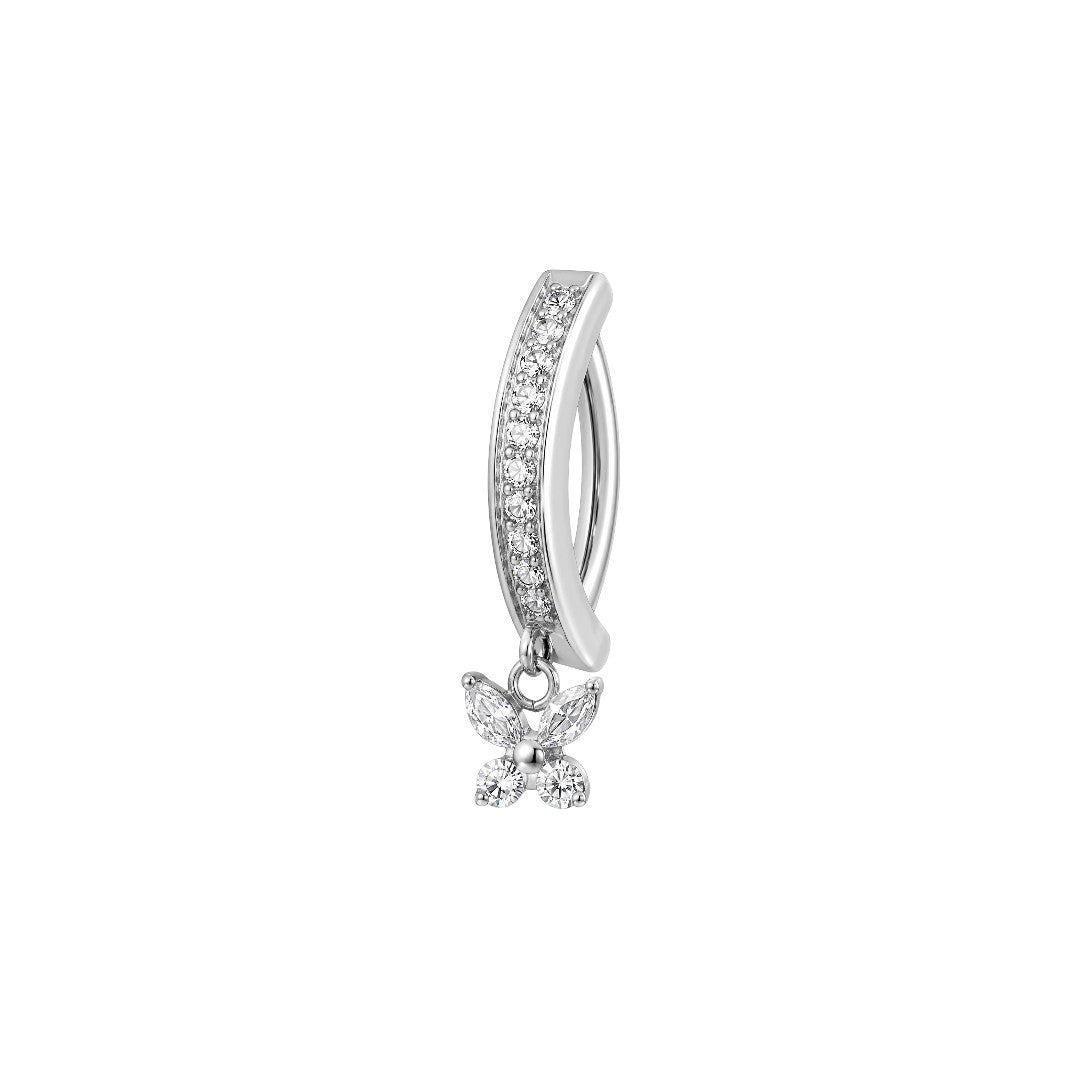 Implant Grade ASTM F136 Titanium Belly Clicker With Stones And Butterfly