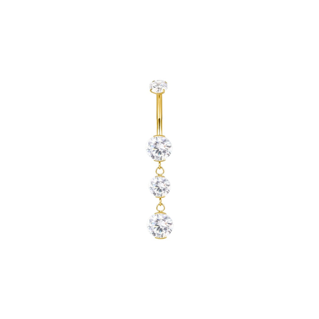 Implant Grade ASTM F136 Titanium 3 Stone Dangle Belly Button
