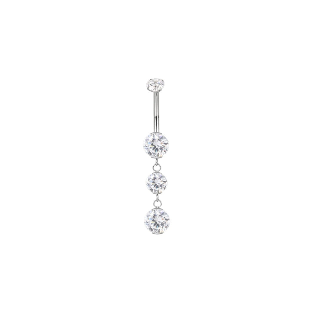 Implant Grade ASTM F136 Titanium 3 Stone Dangle Belly Button