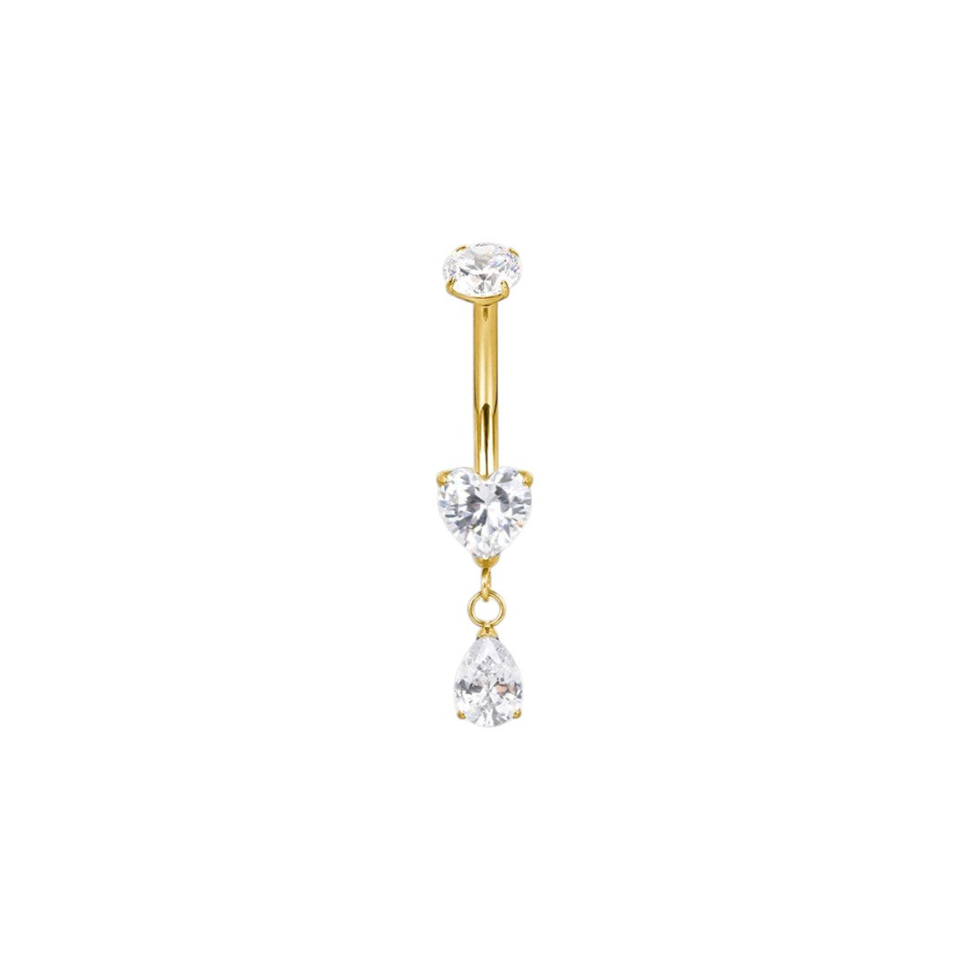 Implant Grade ASTM F136 Titanium Heart And Teardrop Dangle Belly Button