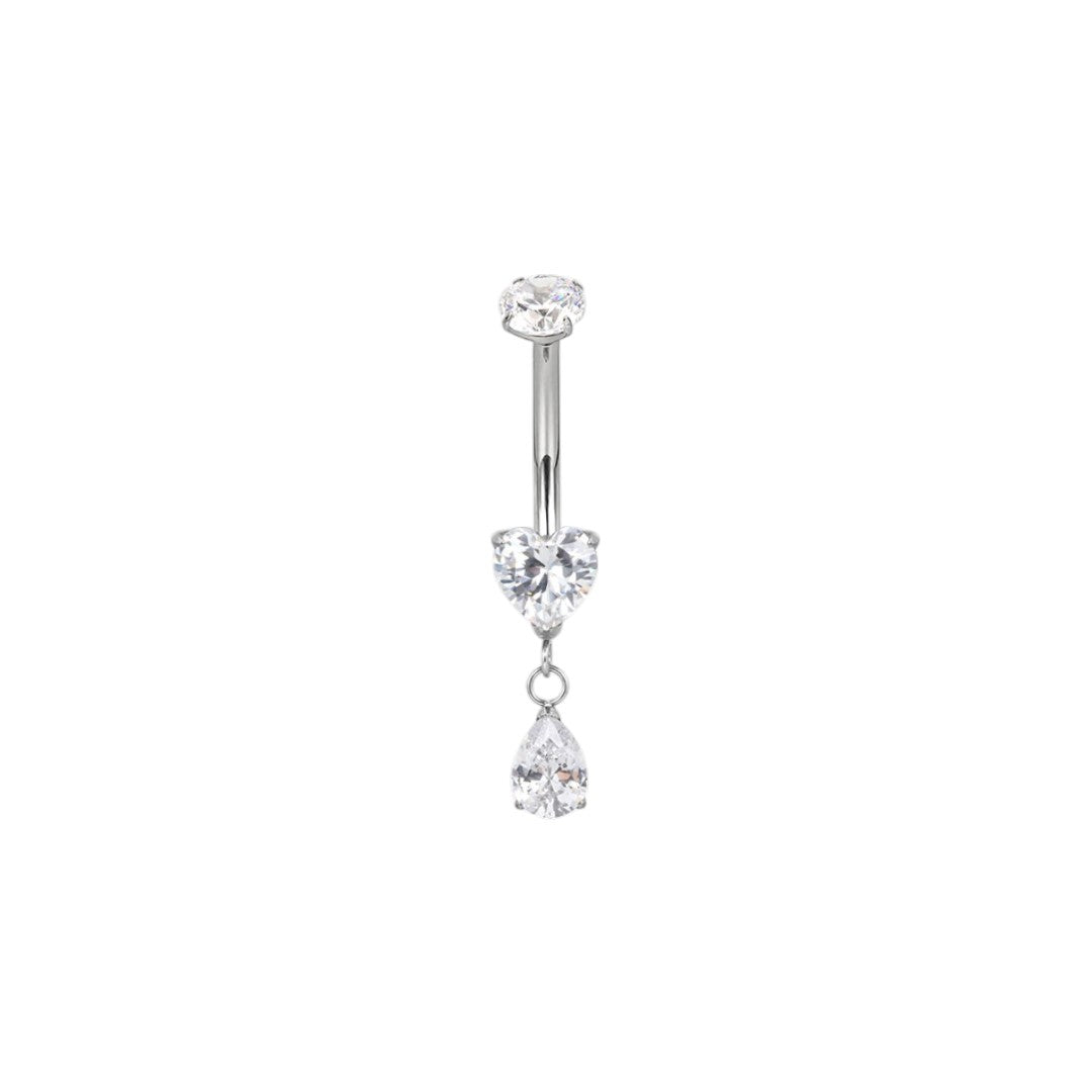 Implant Grade ASTM F136 Titanium Heart And Teardrop Dangle Belly Button