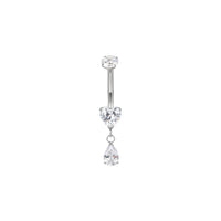 Implant Grade ASTM F136 Titanium Heart And Teardrop Dangle Belly Button