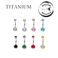 Implant Grade ASTM F136 Titanium Stone Belly Button Internaly Treaded