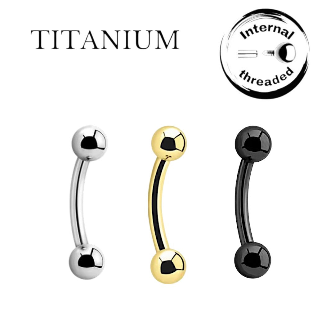 Implant Grade ASTM F136 Titanium Micro banana With Plain 3MM Balls Internaly Treaded