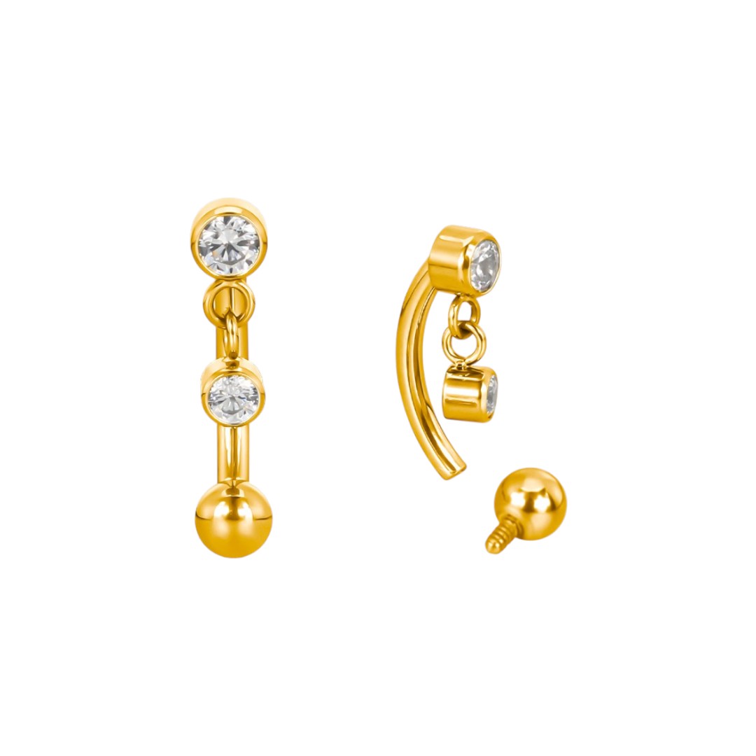 Implant Grade ASTM F136 Titanium Micro banana With CZ Dangle Internaly Treaded