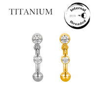 Implant Grade ASTM F136 Titanium Micro banana With CZ Dangle Internaly Treaded