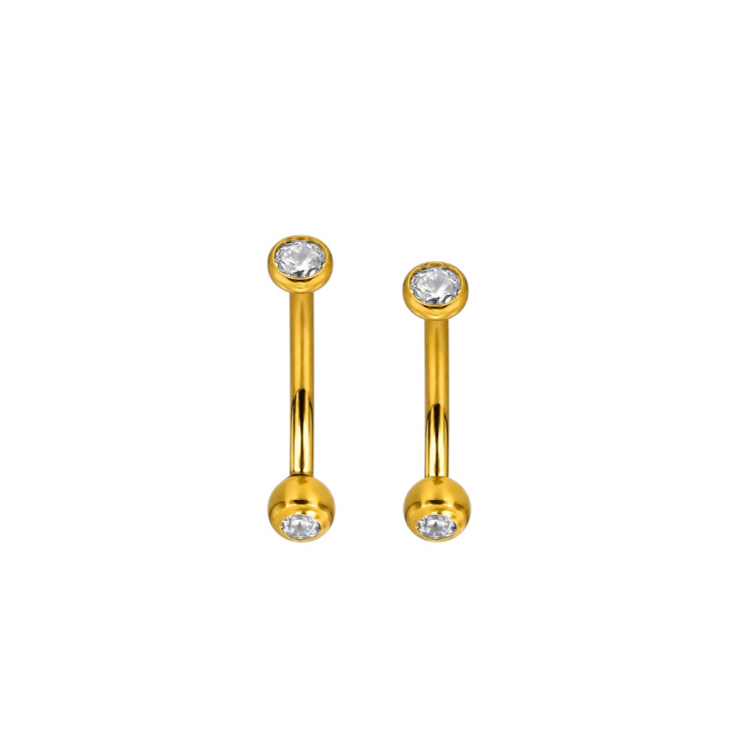 Implant Grade ASTM F136 Titanium Banana Two Flat Stones Push In