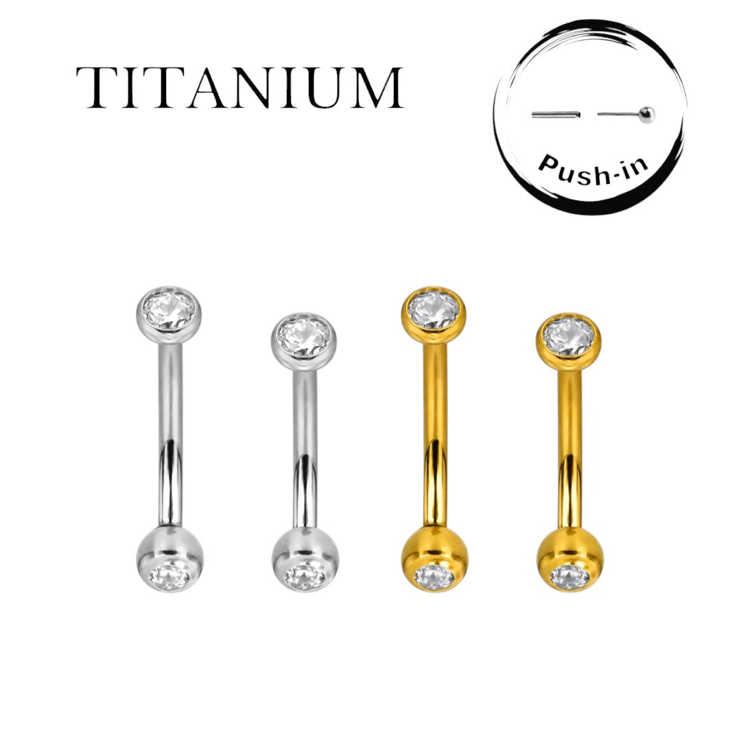 Implant Grade ASTM F136 Titanium Banana Two Flat Stones Push In