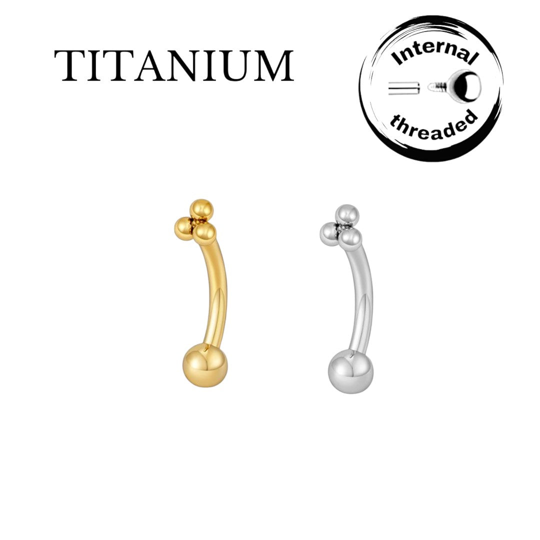 Implant Grade ASTM F136 Titanium Micro banana With 3 Balls Internaly Treaded