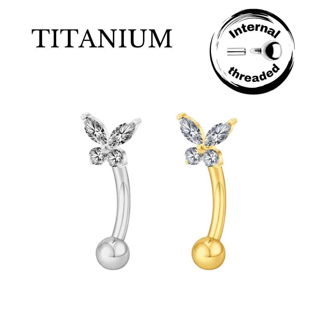 Implant Grade ASTM F136 Titanium Banana Butterfly Stone Top Internaly Treaded