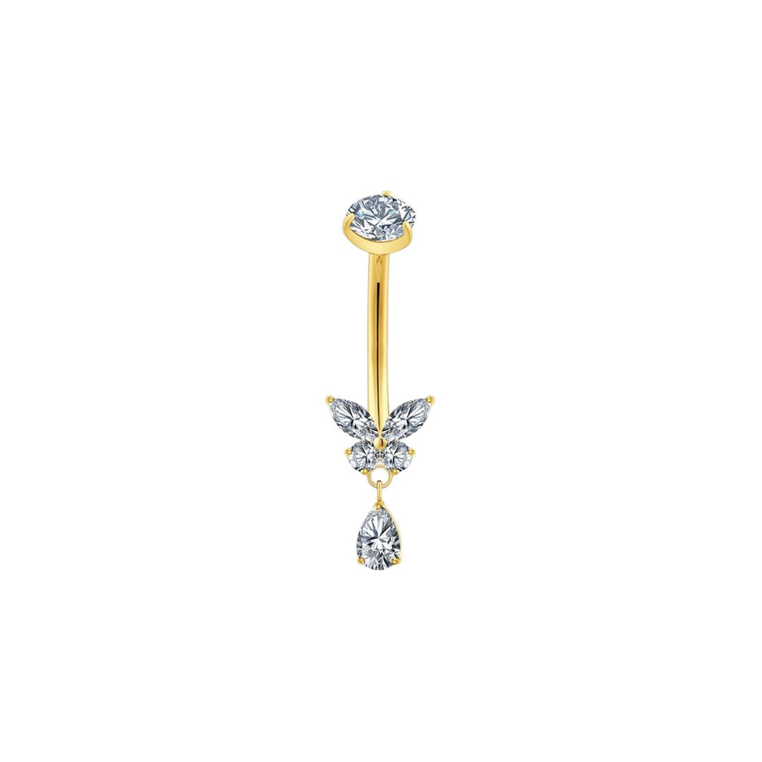 Implant Grade ASTM F136 Titanium Butterfly Teardrop Dangle Belly Button