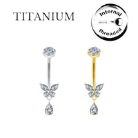 Implant Grade ASTM F136 Titanium Butterfly Teardrop Dangle Belly Button