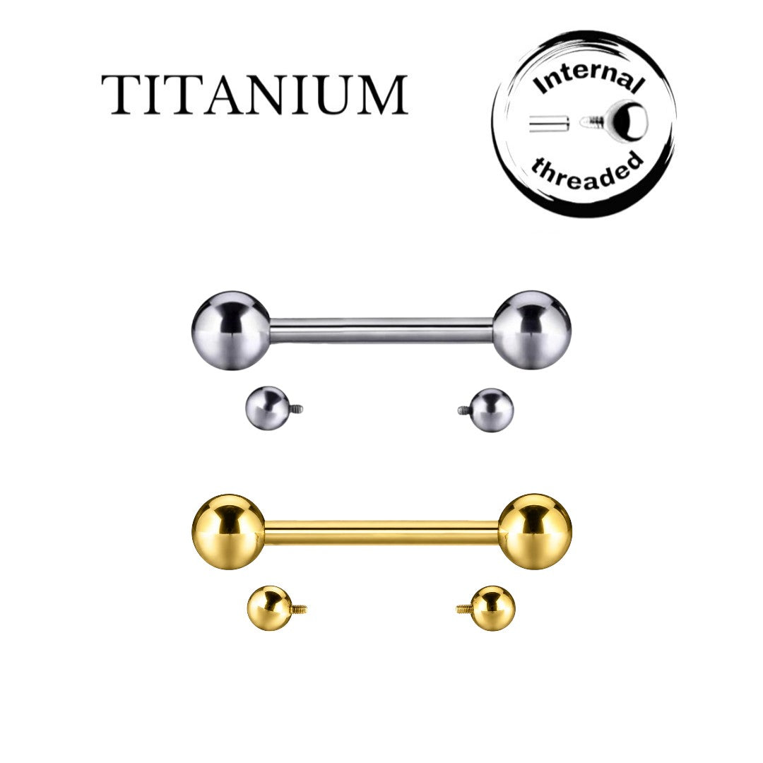 Implant Grade ASTM F136 Titanium Straight Barbell WitH 5MM Balls Internaly Threaded