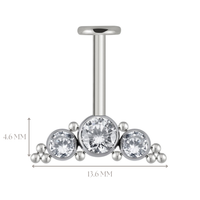 Implant Grade ASTM F136 Titanium Hidden Helix Three Curve Internaly Threaded Labret