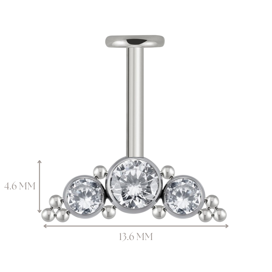 Implant Grade ASTM F136 Titanium Hidden Helix Three Curve Internaly Threaded Labret