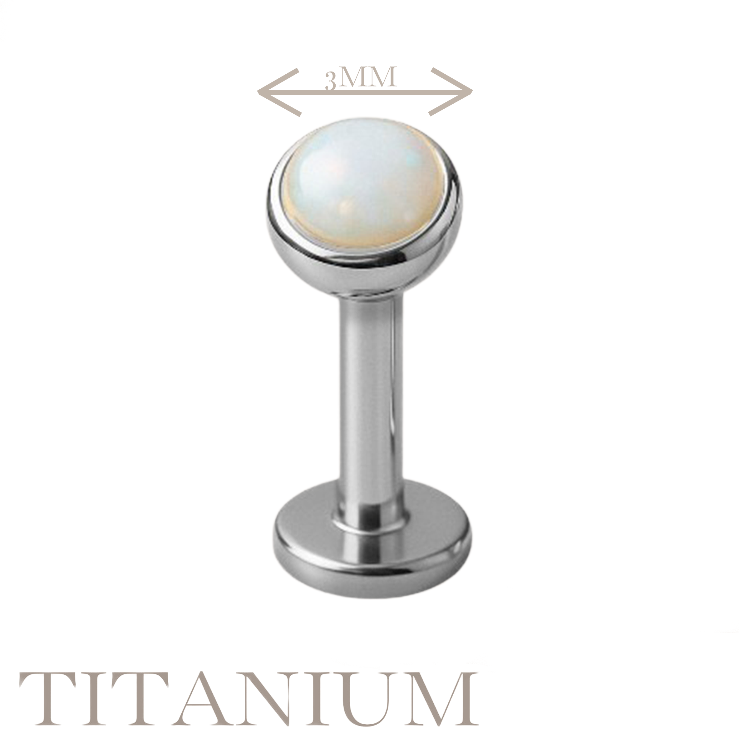 Implant Grade ASTM F136 Titanium With 3 MM Opal Ball Internaly Threaded Labret