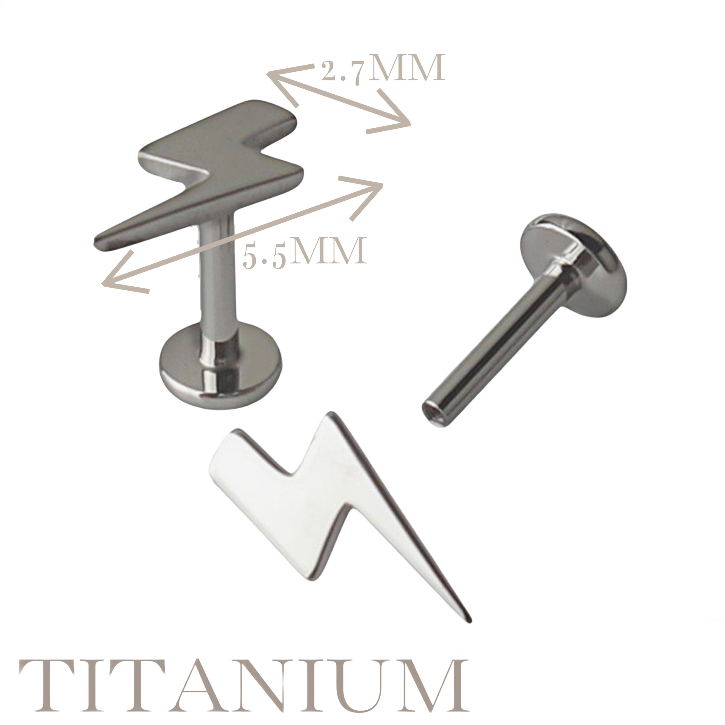 Implant Grade ASTM F136 Titanium Thunder Internaly Threaded Labret