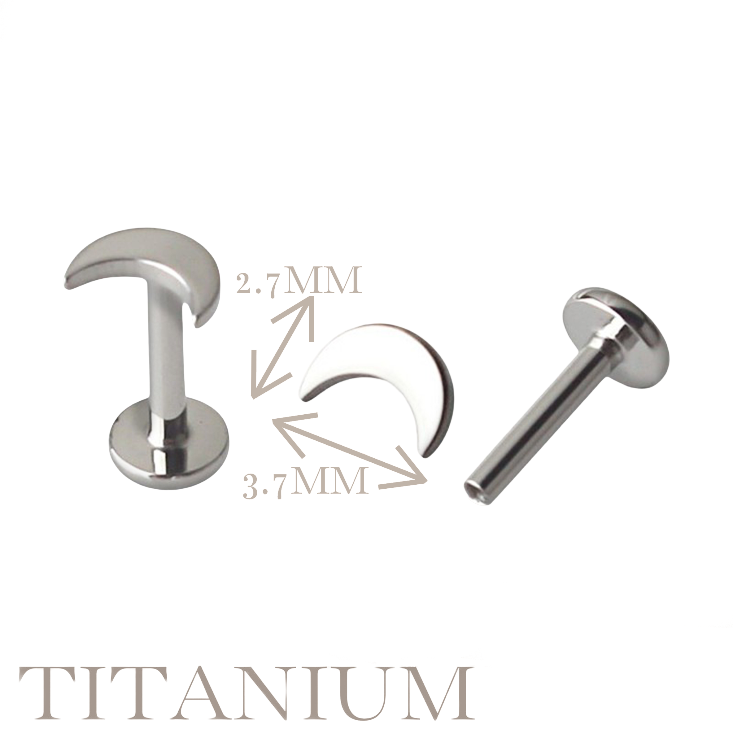 Implant Grade ASTM F136 Titanium Moon Internaly Threaded Labret