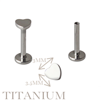 Implant Grade ASTM F136 Titanium Heart Internaly Threaded Labret