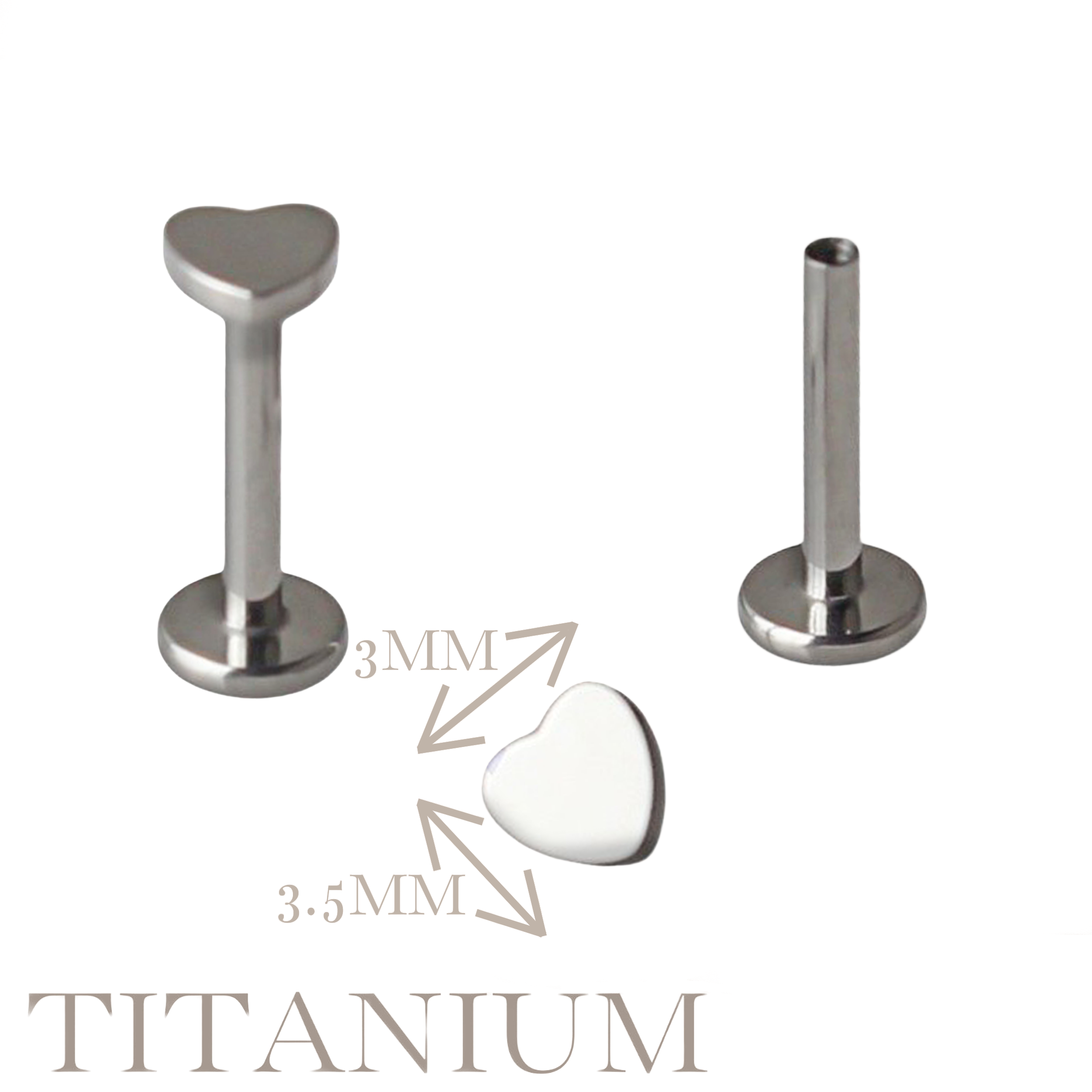 Implant Grade ASTM F136 Titanium Heart Internaly Threaded Labret