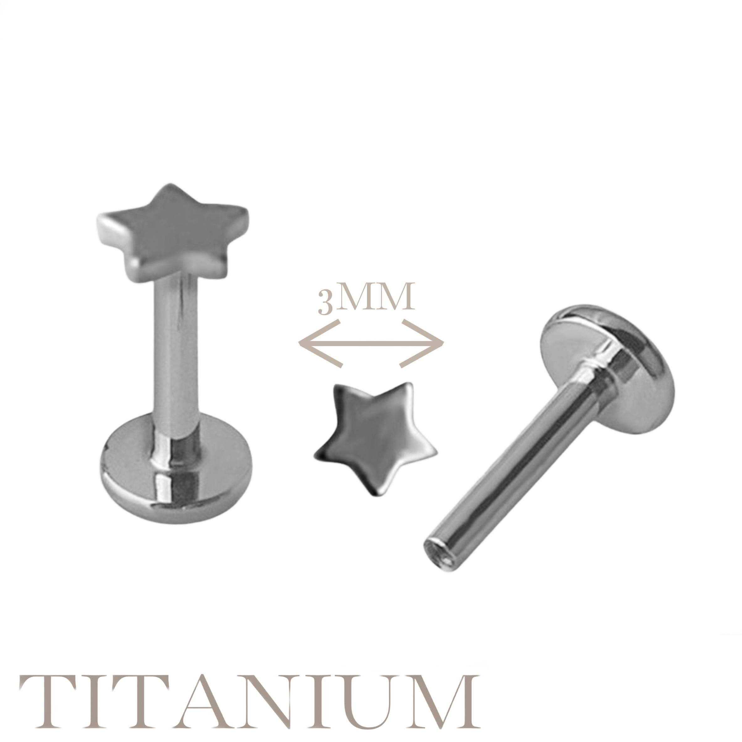 Implant Grade ASTM F136 Titanium Star Internaly Threaded Labret