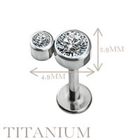 Implant Grade ASTM F136 Titanium Bezet Set 2 CZ Stone Cluster Internaly Threaded Labret