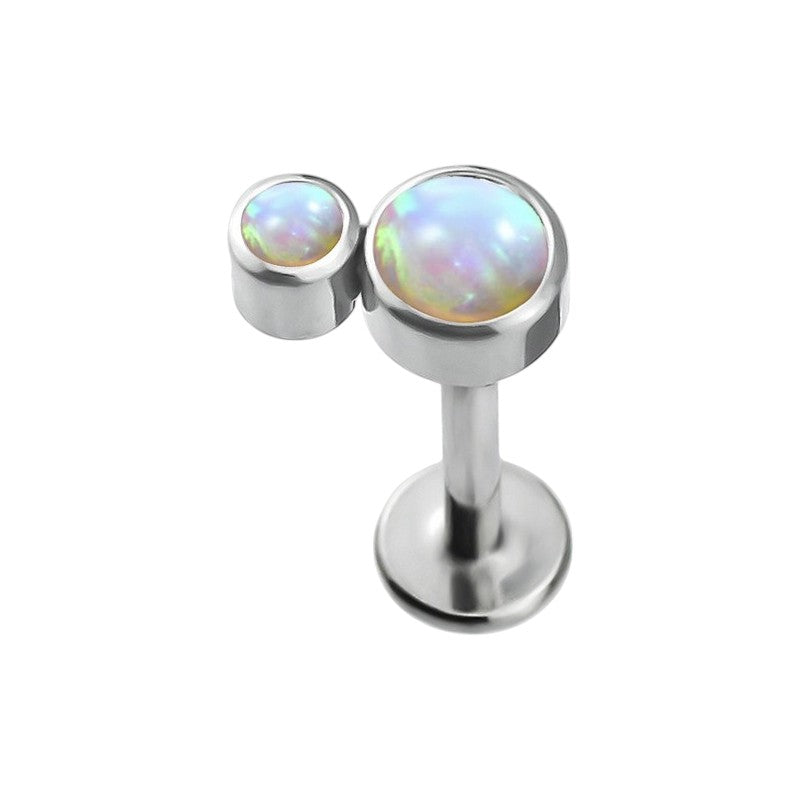 Implant Grade ASTM F136 Titanium Bezet Set 2 Opal Stone Cluster Internaly Threaded Labret