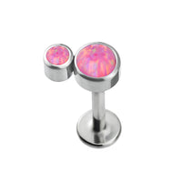 Implant Grade ASTM F136 Titanium Bezet Set 2 Opal Stone Cluster Internaly Threaded Labret