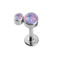 Implant Grade ASTM F136 Titanium Bezet Set 2 Opal Stone Cluster Internaly Threaded Labret