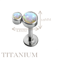 Implant Grade ASTM F136 Titanium Bezet Set 2 Opal Stone Cluster Internaly Threaded Labret