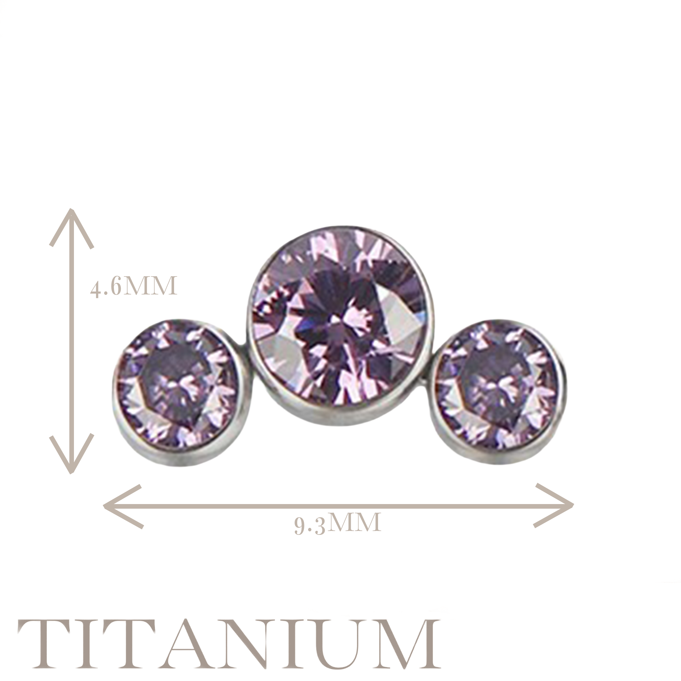 Implant Grade ASTM F136 Titanium Bezet Set 3 CZ Stone Cluster Internaly Threaded Labret
