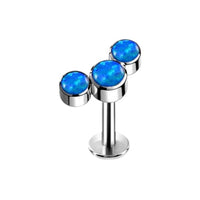 Implant Grade ASTM F136 Titanium Bezet Set 3 Opal Stone Cluster Internaly Threaded Labret
