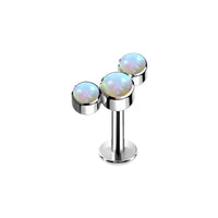 Implant Grade ASTM F136 Titanium Bezet Set 3 Opal Stone Cluster Internaly Threaded Labret