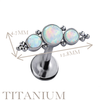 Implant Grade ASTM F136 Titanium 2 Tri-Beat Cluster With 3 Opal Stone Internaly Threaded Labret
