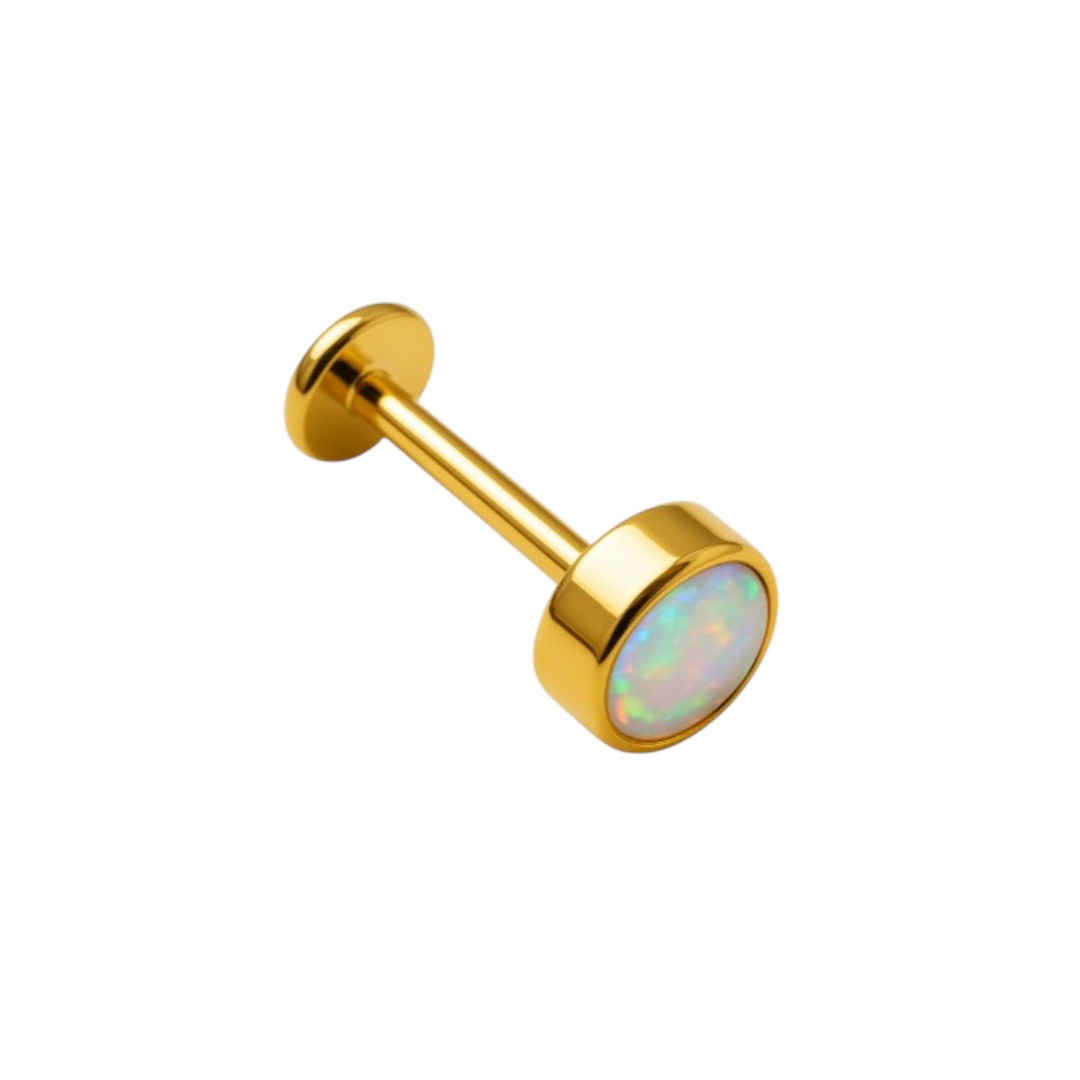 Implant Grade ASTM F136 Titanium Bezet Set Opal Internaly Threaded Labret