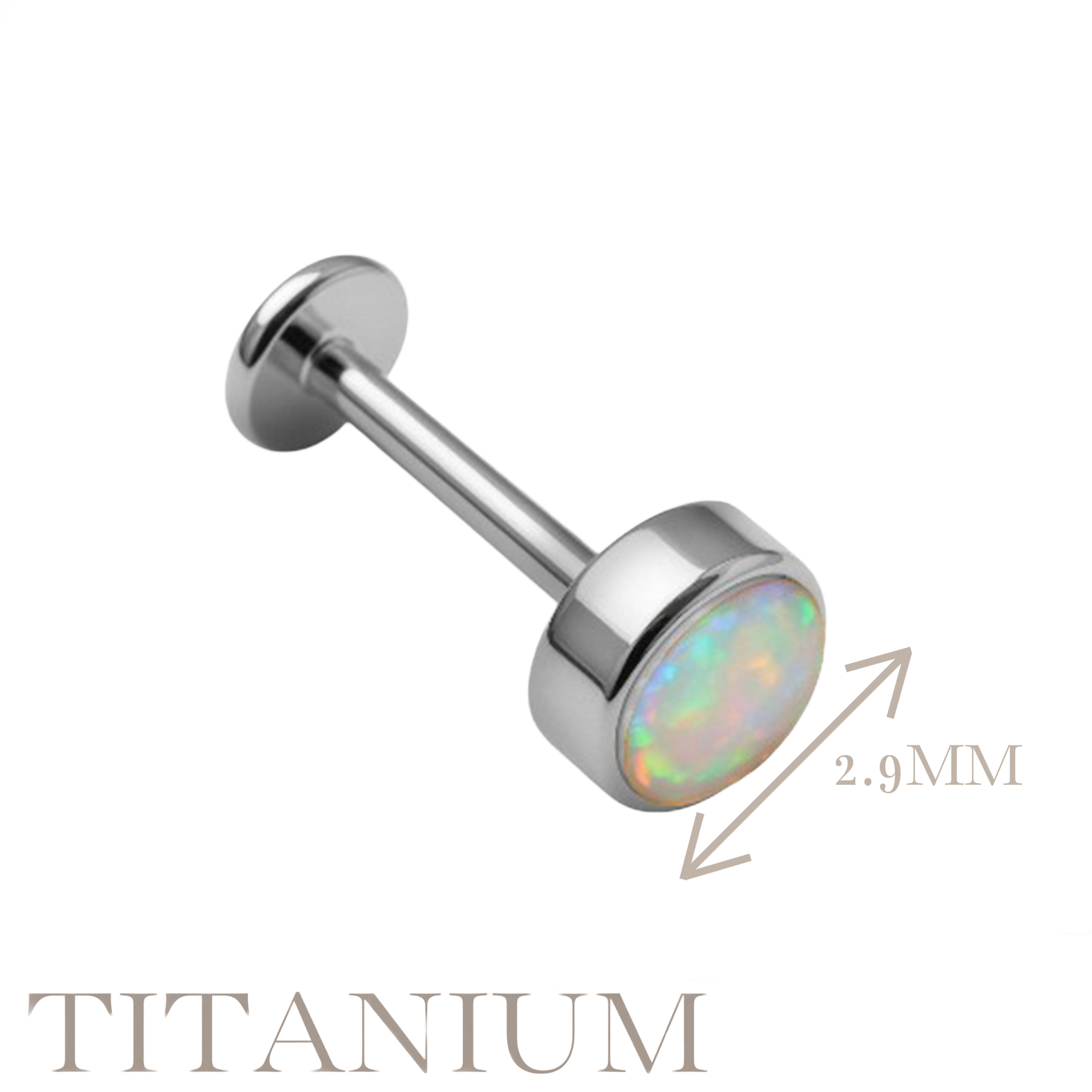 Implant Grade ASTM F136 Titanium Bezet Set Opal Internaly Threaded Labret