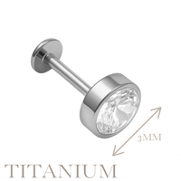 Implant Grade ASTM F136 Titanium Bezet CZ Stone Internaly Threaded Labret