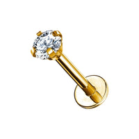 Implant Grade ASTM F136 Titanium CZ Pronged Set Internaly Threaded Labret