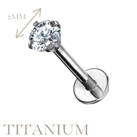 Implant Grade ASTM F136 Titanium CZ Pronged Set Internaly Threaded Labret