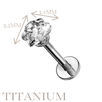 Implant Grade ASTM F136 Titanium CZ Heart Internaly Threaded Labret