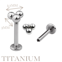 Implant Grade ASTM F136 Titanium 3 Balls Internaly Threaded Labret