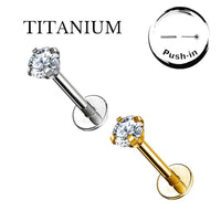Implant Grade ASTM F136 Titanium CZ Pronged Set Push In Labret